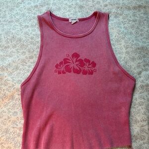 🌺Pink Hibiscus Kendall Tank Top~GARAGE🌺